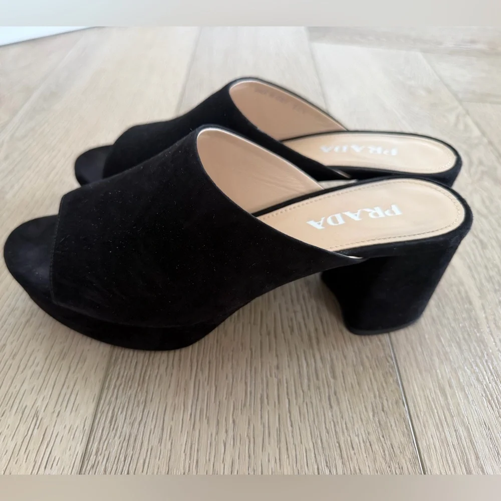 Prada Suede Platform Mules